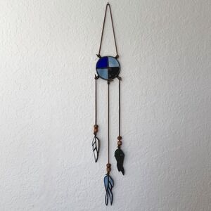 Stained Glass Dreamcatcher Feathers Southwestern Leather Handmade Suncatcher